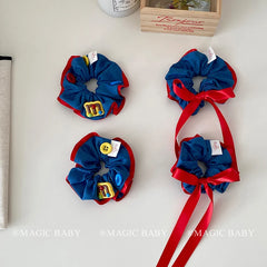 Vintage Cute Sweet Ribbon Scrunchies for Baby Girls Kawaii Fashion Letter Hair Ties for Kids Children Hair Accessories in Stock