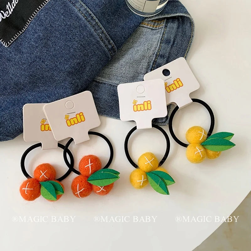 Cute Fashion Fruit Elastic Scrunchies for Baby Girls Kawaii Hair Ties for Kids Children Hair Accessories Simple in Stock
