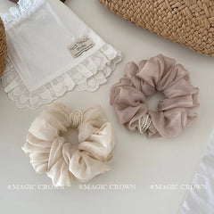 Female Imitation Pearl Solid Color Ponytail Holder Large Scrunchies Elegant Thick Thin Hair Ties in Stock Accessories for Women