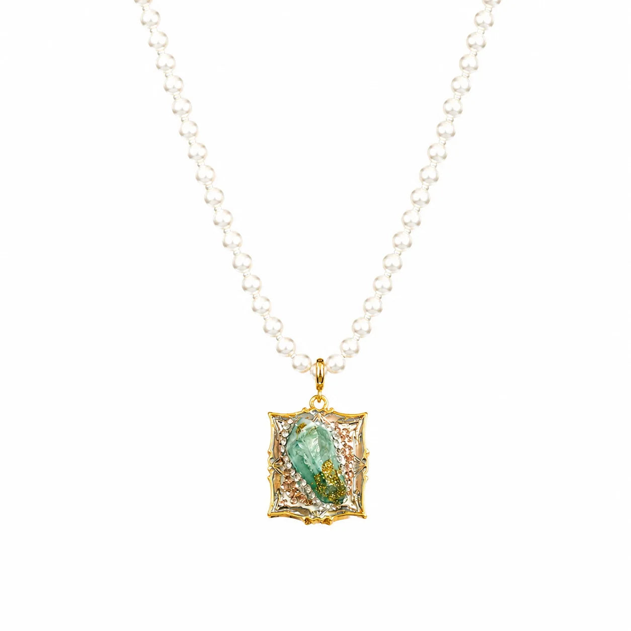 Female Freshwater Pearl Drip Glaze Hand-Painted Natural Stone Zircon Blue Necklace Factory Price in Stock Elegant Jewelry Causal
