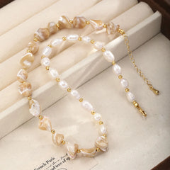 Women White Beige Freshwater Pearl Conch Shell Necklace Fashion Elegant Dainty Factory Price Low MOQ in Stock Jewelry for Daily