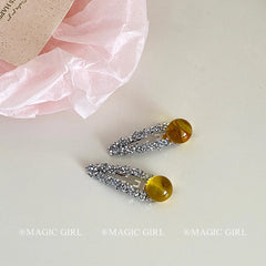 Women Rhinestone Multicolor Beads Snap Clips Fashion Sparking Sweet Simple Customized in Stock Hairpins Accessories for Daily