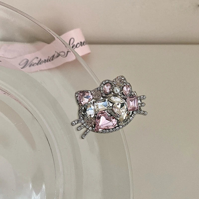 Women Pink Rhinestone Imitation Pearl Hair Clips Fashion Sweet Sparking Customized in Stock Wholesale Snap Clips  Accessories