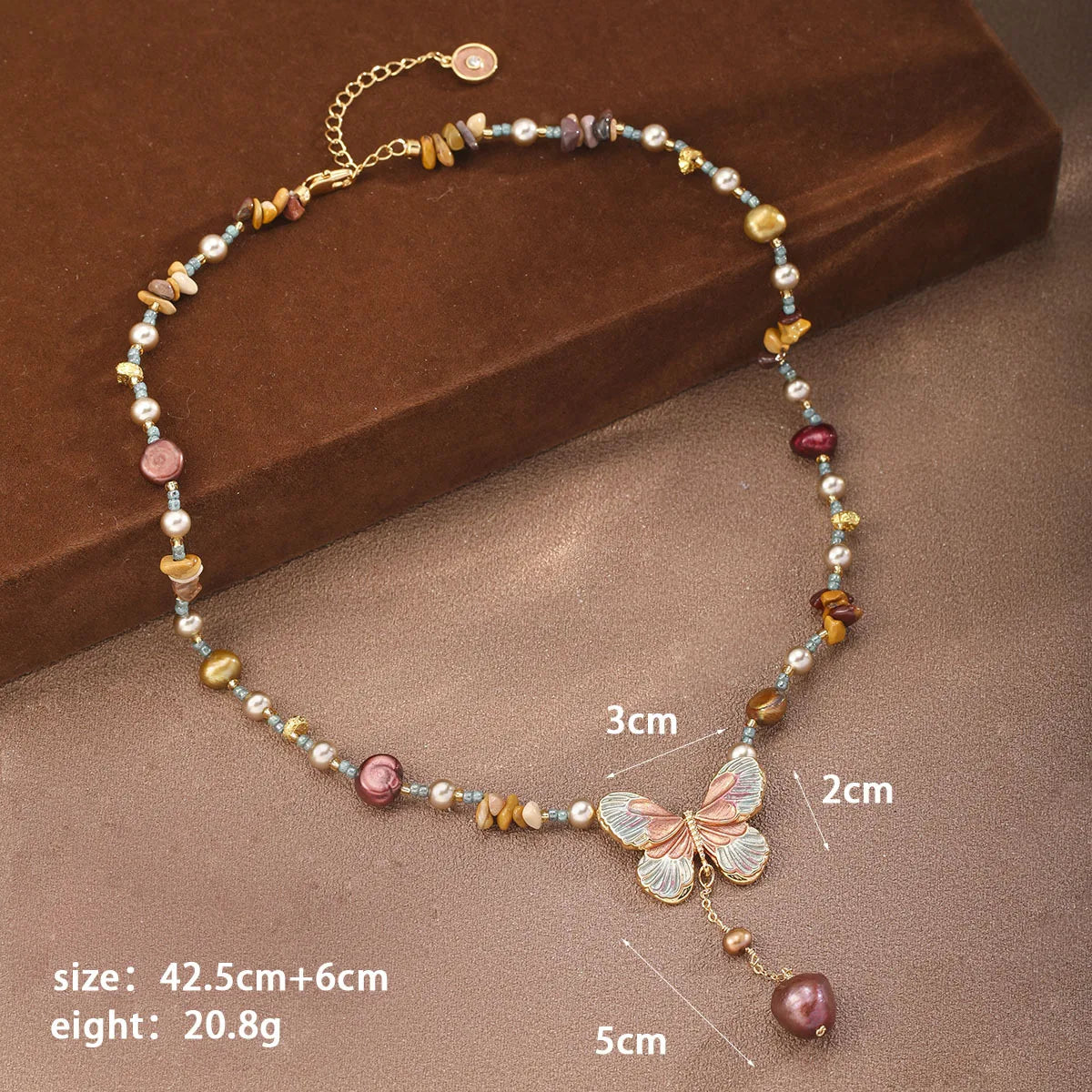 Fashion Natural Stone Butterfly Freshwater Pearl Necklaces for Girls Beads Sweet Jewelry for Women Ladies Wholesale Bulk Low MOQ