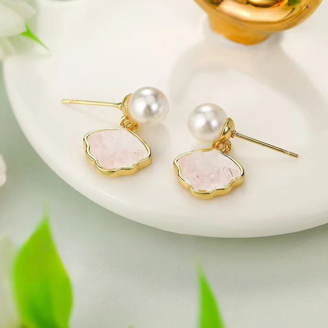 Female Flower Bow Imitation Pearl Decorative Drop Earring Fashion Elegant Beauty Bulk Order Jewelry Accessories for Women Daily