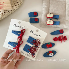 Sweet Cute Fruits Kitty Cat Button Bowknot Hair Clips for Baby Girls Animals Haarspange for Kids Children Hair Accessories