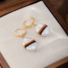 Fashion Baroque Pearl Copper 18K Gold Plated Drop Earrings for Girls Simple Jewelry for Women Lady Wholesale China Manufacturer