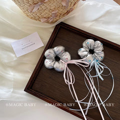 Fashion Flower Ribbon Scrunchies for Baby Girls Cute Sweet Kawaii Hair Ties for Kids Children Hair Accessories in Stock Stylish