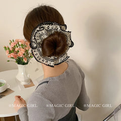 French Style Black White Boucles Knit Scrunchies Hairband Exquisite Hair Tie for Women Elegant Versatile Hair Accessories