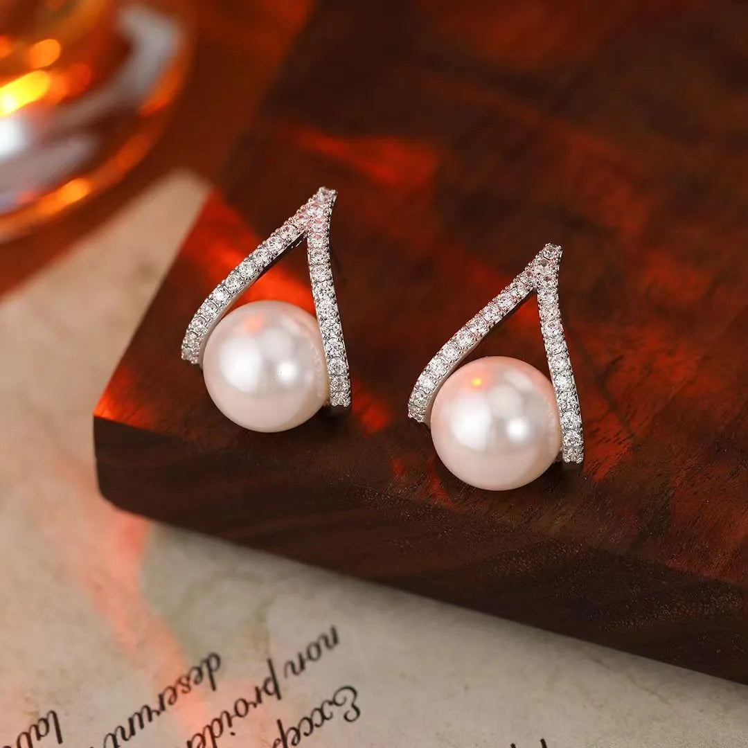 Vintage Sweet Elegant Imitation Pearl Drop Earrings for Girls Graceful Flower Floral Jewellry for Women Ladies Accessories Chic