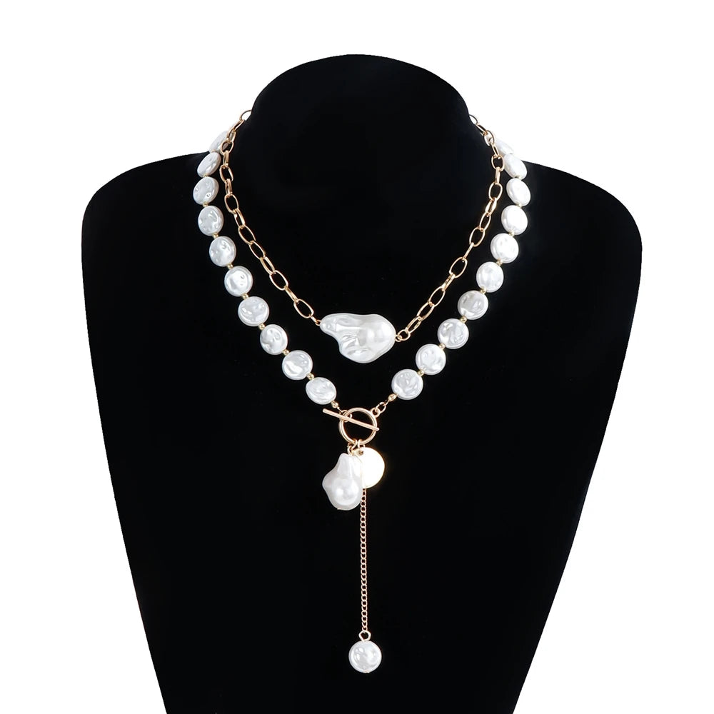 Fashion Baroque Imitation Pearl Elegant Necklaces for Girls Sweet Trendy Stylish Vintage Jewelry for Women Ladies Accessories