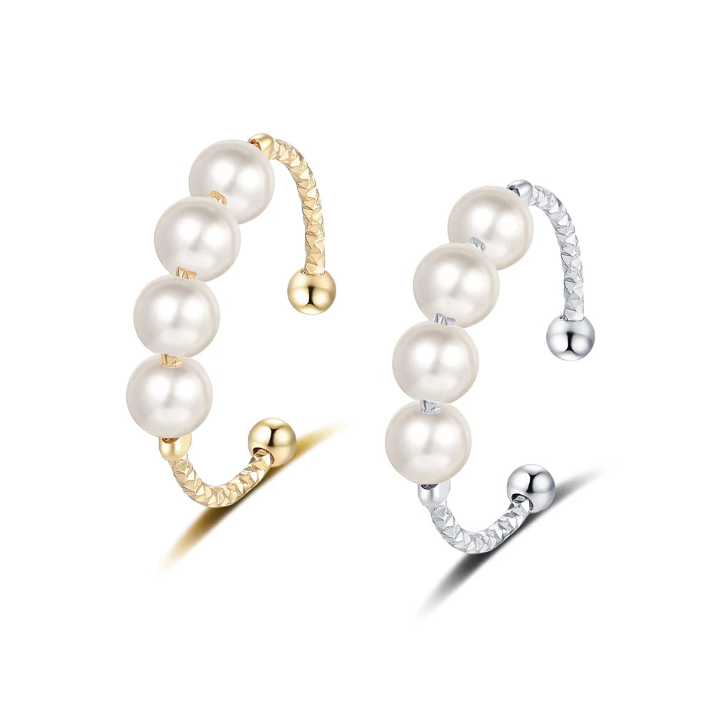 Imitation Pearl Opening Adjustable Rings Women Niche High-end Retro Elegant InstaStyle Trendy Index Finger Rings Accessories
