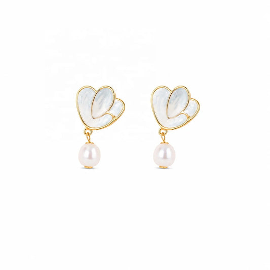 Women Blue Freshwater Pearl S925 Silver 18k Gold-plated Drop Earring Fashion Elegant Low MOQ in Stock Jewelry for Female Causal