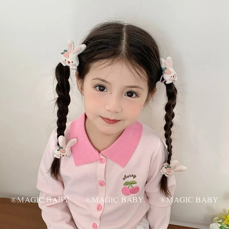 Cute Sweet Kawaii Animals Rabbit Scrunchies for Baby Girls Fashion High Elastic Hair Ties for Kids Children Hair Accessories