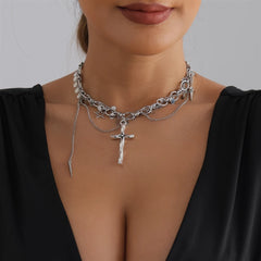Fashion Gothic Cross Layered Wearing Necklaces for Girls Sweet Spicy Jewelry for Women Ladies Accessories Chinese Supplier