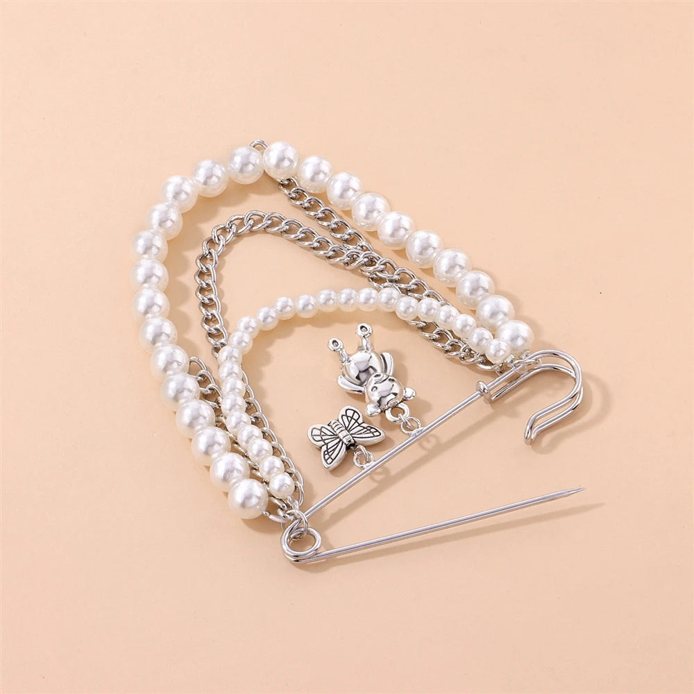 Dainty Fashion Imitation Pearl Refined Brooches for Girls Cute Trendy Art Deco Jewellry for Women Ladies Accessories Wholesale