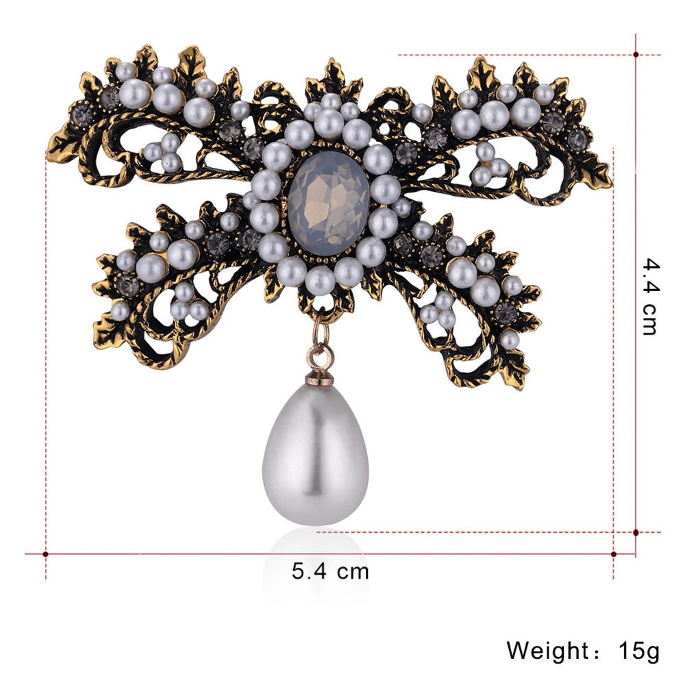 Fashion Bowknot Butterfly Luxury Vintage Retro French Style Brooches for Girls Elegant Pins Jewelry for Women Ladies Accessories
