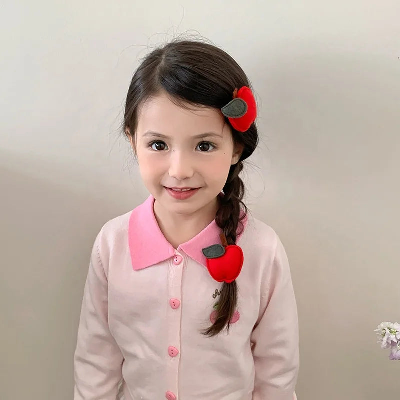 Fashion Cute Apple Kawaii Hair Clips for Baby Girls Stylish Alligators for Kids Children Scrunchies Hair Accessories in Stock