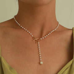 Fashion French Style Imitation Pearl Simple Necklaces for Girls Elegant Trendy Glamorous Jewellry for Women Ladies Accessories