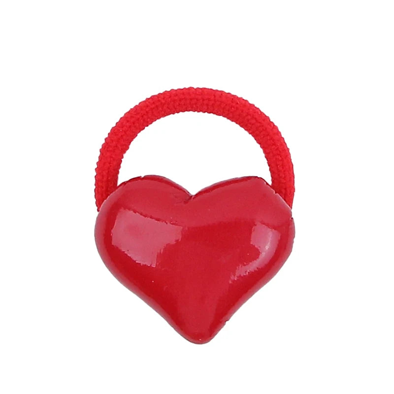 Plaid Heart Shaped Button Scrunchies for Baby Girls Cute Sweet Fashion Hair Ties for Kids Children Hair Accessories in Stock