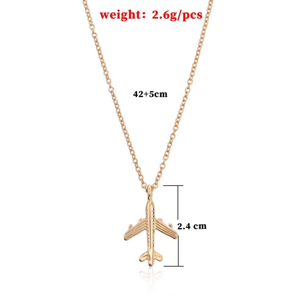 Fashion Simple Airplane Necklaces for Girls Sweet Minimalistic Charms Jewelry for Women Ladies Female Accessories Wholesale