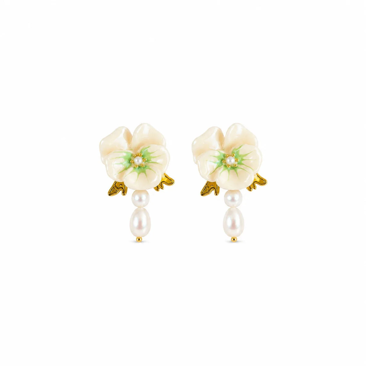 Female Blue Green Flower Shape Freshwater Pearl Earring Elegant Sweet Fashion Factory Price in Stock Jewelry for Women Causal