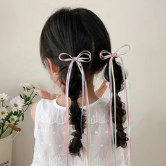 Colorful Ribbon Bowknot Fabric Hair Claw Clips Cute Princess Style Glitter Accessory for Baby Girls and Kids for Party