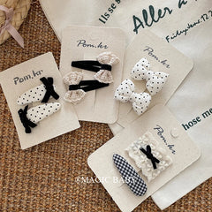 Bowknot Dot Plaid Cute Sweet Hair Clips for Baby Girls Elegant Graceful Kwaii Snap Clips for Kids Hair Accessories Children