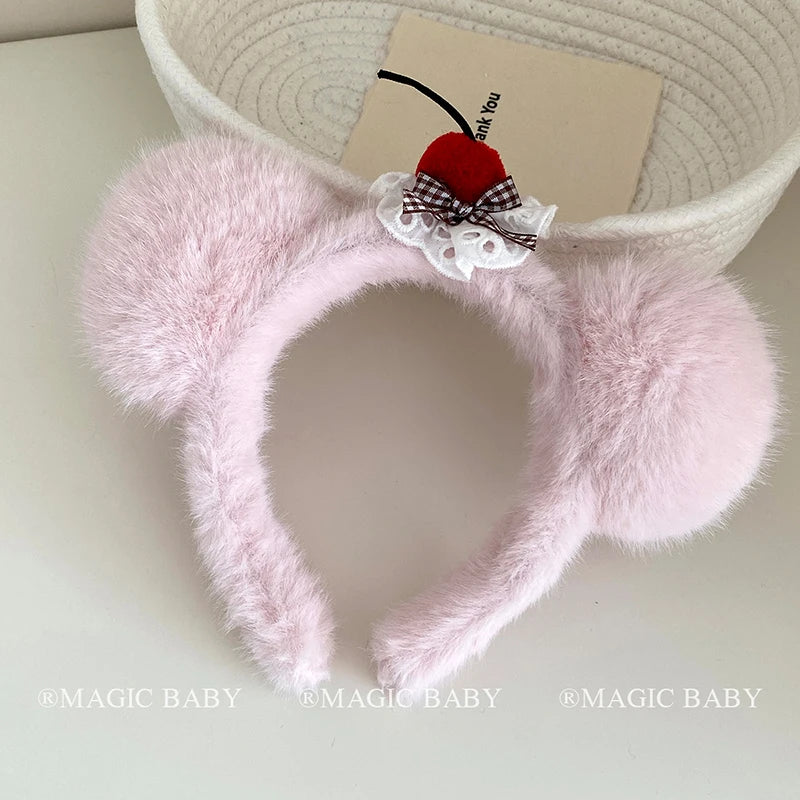 Cute Sweet Fluffy Animals Bear Ear Head Band for Baby Girls Fashion Kawaii Fruit Hairband for Kids Children Hair Accessories