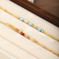 Women Beads Imitation Pearl Blue Turquoise Red Agate Chain Necklace Factory Price Low MOQ Jewelry for Female Causal Daily Use