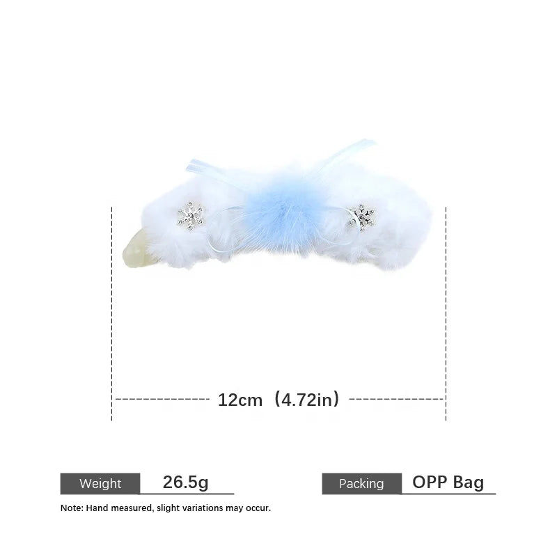 Fashion Snow Flake Fluffy Hair Clips for Girls Ribbon Bowknot Banana Clips for Women Ladies Hair Accessories Chinese Supplier