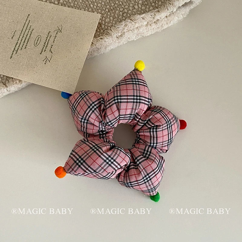 Fashion Cute Sweet Classic Star Polka Dot Scrunchies for Baby Girls Elegant Kawaii Hair Clips for Kids Children Hair Accessories