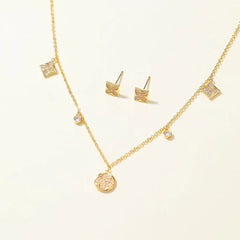 Fashion Trendy Stylish Refined Luxury Necklaces for Girls Sweet Stud Earrings Jewelry Sets for Women Ladies Accessories Chic