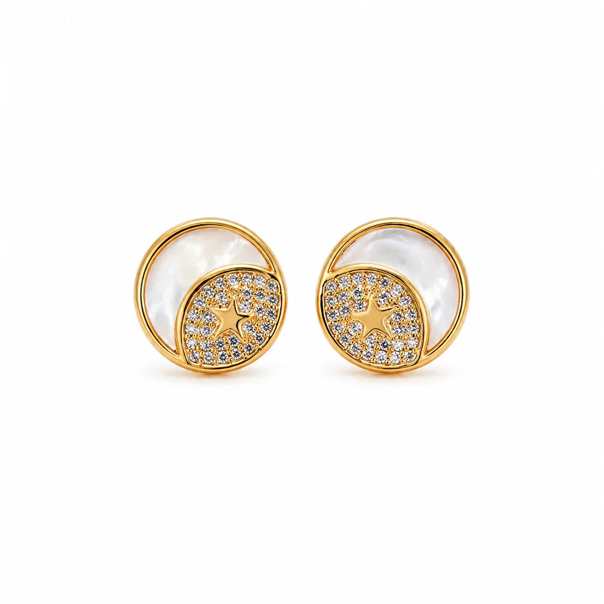 Women Circle S925 Silver Zircon Abalone Shell Small Stud Earring Fashion Simple Factory Price in Stock Jewelry for Female Daily