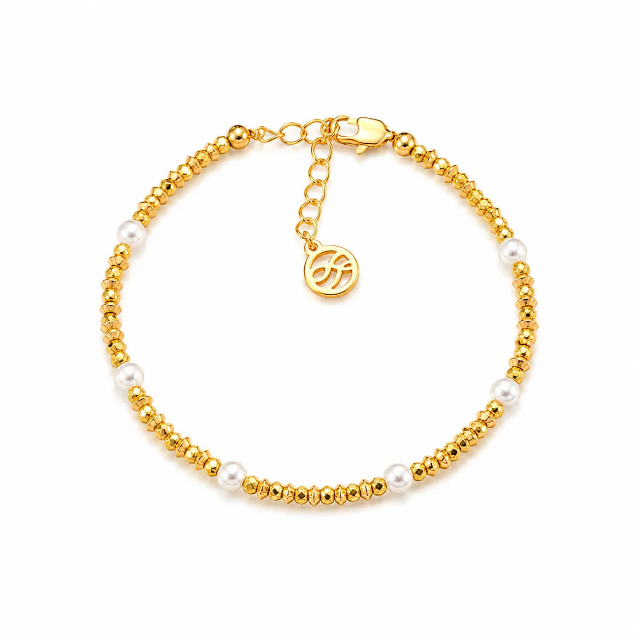 Ladies Glass Pearl 18k Gold-plated Simple Bracelet Fashion Dainty Charms Factory Price Low MOQ in Stock Jewelry for Women Daily