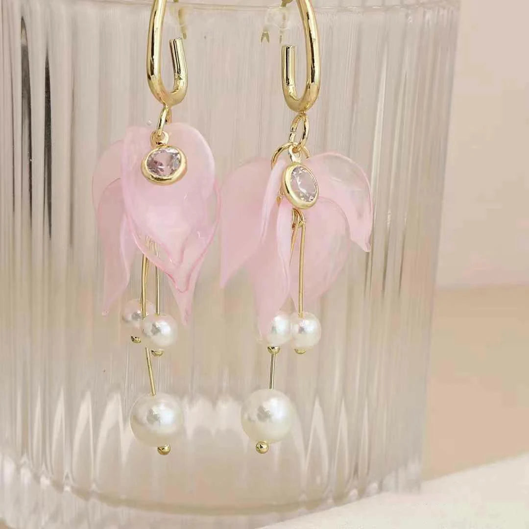 Ladies Imitation Pearl Hot Sale Blue Green Pink Drop Earring Sweet Elegant Fashion Dainty Bulk Jewelry Accessories for Causal