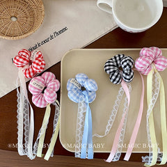 Flower Fashion Ribbon Lace Scrunchies for Baby Girls Sweet Cute Kawaii Hair Ties for Kids Children Hair Accessories in Stock