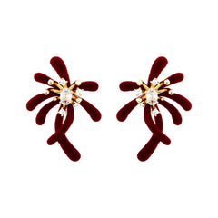 Women's Flocked Irregular Organic Branch Stud Earrings Cubic Zirconia Unique Trendy Exquisite Earrings Accessory Autumn Winter