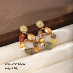Fashion Natural Stone Freshwater Pearl Shell Drop Earrings for Girls Sweet Jewelry for Women Ladies Wholesale China Manufacturer