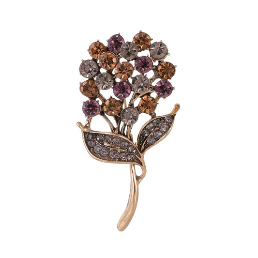 Fashion Flowers Glitter Rhinestone Sparkle Brooches for Girls Sweet Elegant Luxury Jewelry for Women Ladies Accessories Chic
