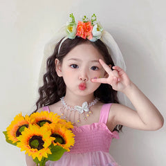 Cute Princess Style Flower Tulle Headband for Baby Girls Sweet Hair Accessories for Kids and Teens Stock Available