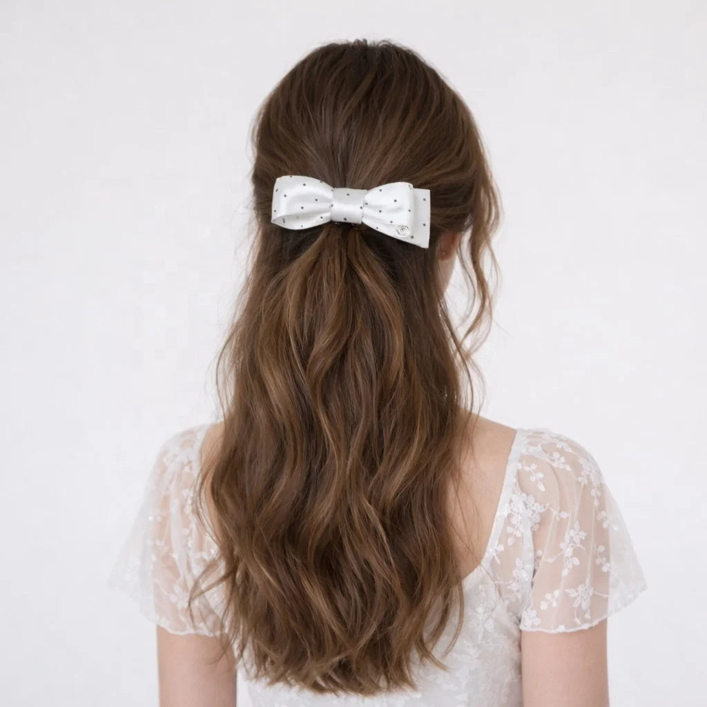 Fashion Sweet Polka Dot Bowknot Hair Clips for Girls Elegant Banana Clips for Women Ladies Hair Accessories in Stock Chic