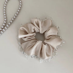 Crystal Lace Hair Scrunchies Elegant Heavy Duty Hair Ties for Women Girls Ponytail Holder Simple Hair Bands Hair Accessories