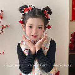 Vintage Chinese Style Glitter Headband for Girls Sweet Cute Hair Accessory for Kids Festive Stock