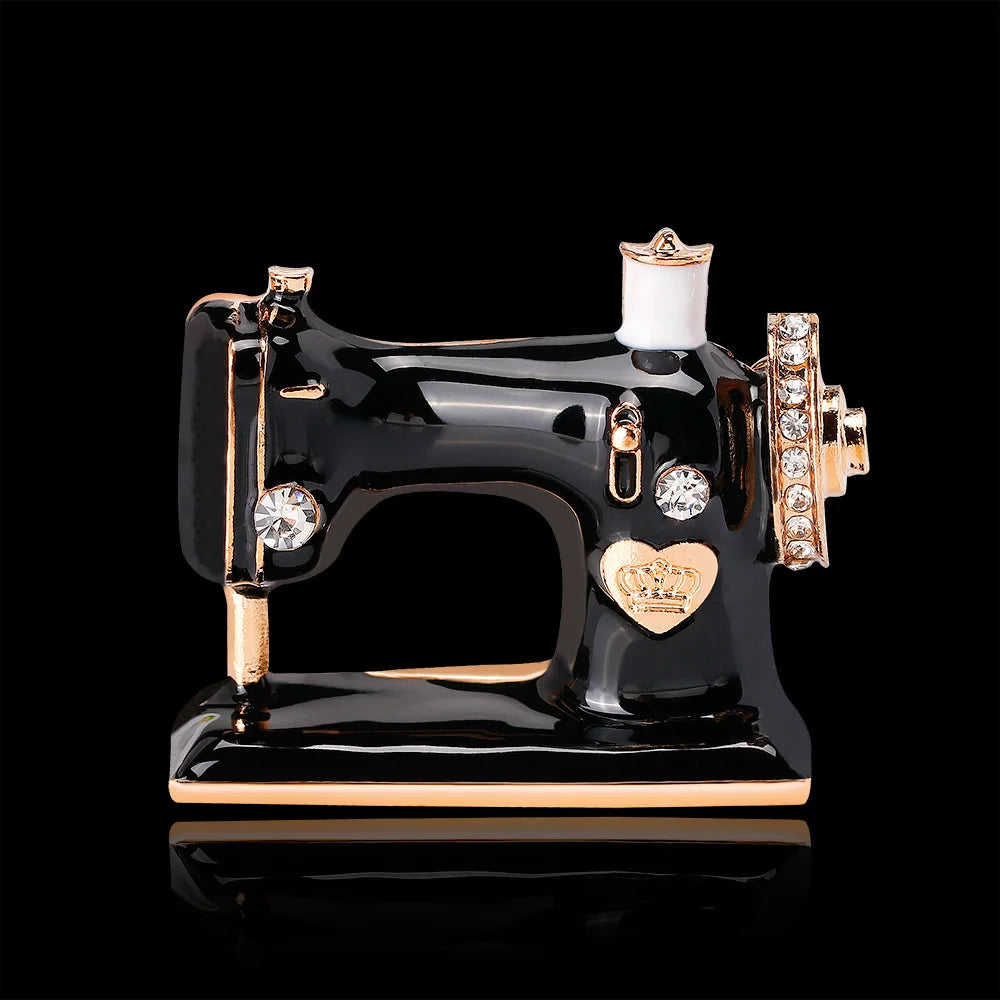 Fashion Vintage Sewing Machine Glamorous Brooches for Girls Sweet Stylish Pins Jewelry for Women Ladies Accessories Wholesale