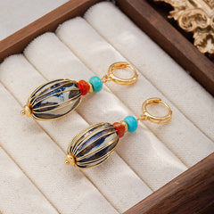 Women Ceramic Bead Red Agate Abacus Blue Turquoise Earring Fashion Dainty Charms Low MOQ in Stock Jewelry for Ladies Causal
