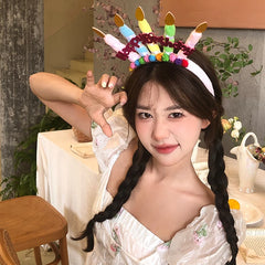 Hot Sale Cute Lightweight Pink & White Medium Headbands Sweet Birthday Cake Decorative Hairbands for Kids Wholesale Stock