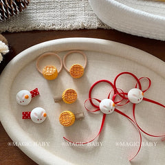 Mid Autumn Festival Traditional Rabbit Hair Clips for Baby Girls Ribbon Mooncake Alligators for Kids Children Hair Accessories
