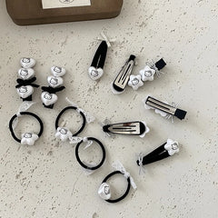 Kids Star Heart Bowknot Decorative Black Snap Clips Hair Ties Sets Fashion Elegant in Stock Scrunchies Hairpins Accessories