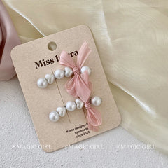 Glitter Fashion Luxurious Imitation Pearl Hair Clips for Girls Bowknot Chic Sweet Bobby Pin for Women Ladies Hair Accessories
